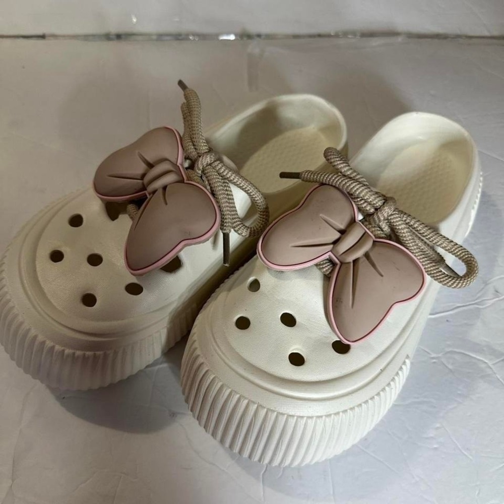 Big bow chunky rubber shoes fairy festival babydoll size 8 - Picture 1 of 7